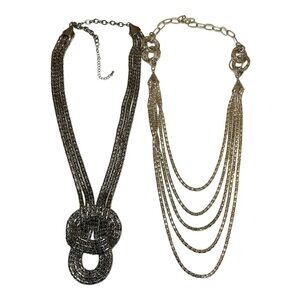 Chain statement necklace set of two